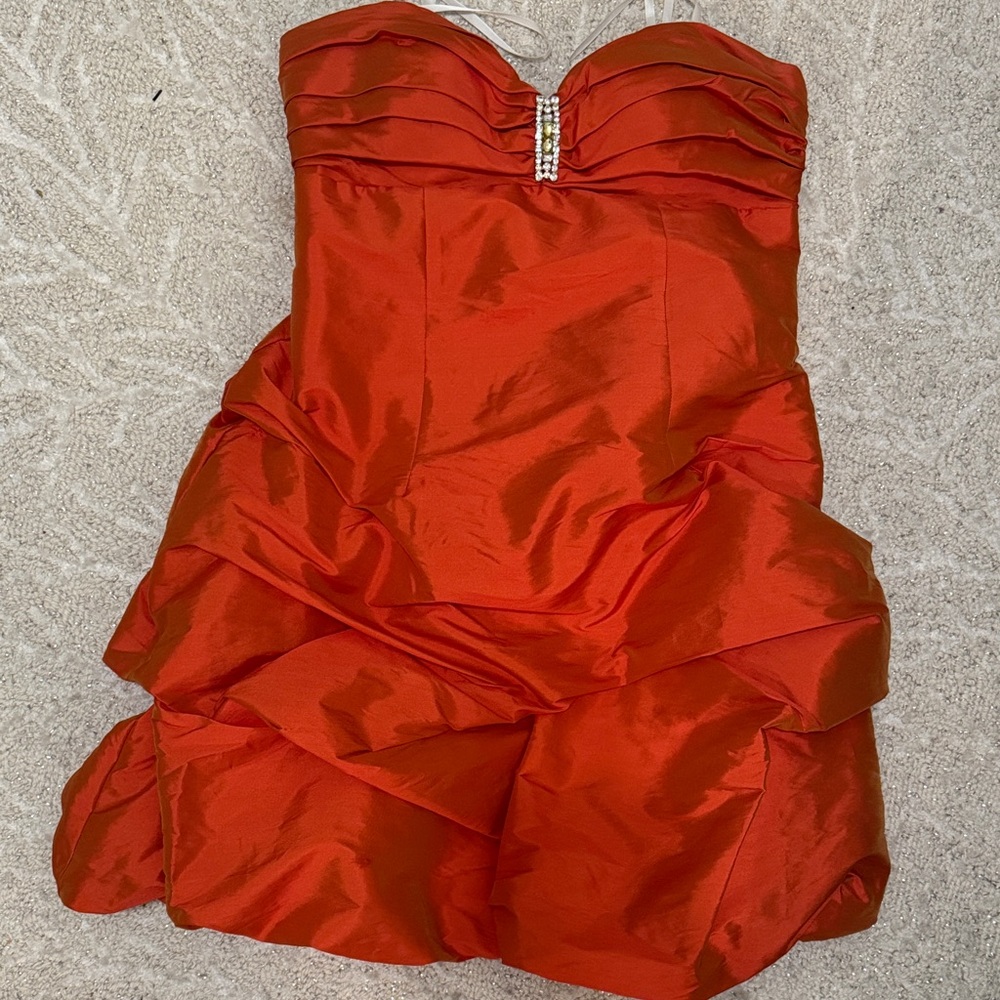 Vintage Betsy & Adam Strapless orange mini bubble Dress YTK / Halloween size 8 - Picture 2 of 8
